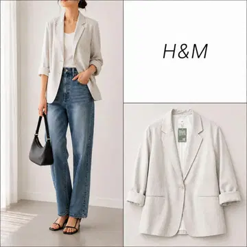새상품 H&M 린넨 블렌드 블레이저 테일러드 자켓 린넨 XL 마