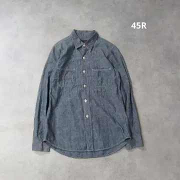 45R / 샴브레이 데님 셔츠 인디고 상의 페이드 M