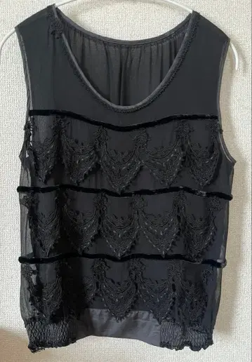 TSUMORI CHISATO 츠모리치사토 슬리브리스 블라우스 레이스 M