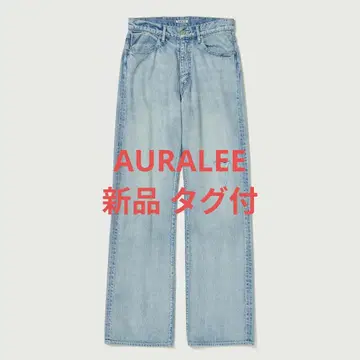 AURALEE FADED SELVEDGE LIGHT DENIM PANTS