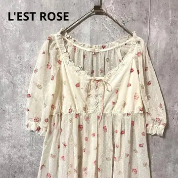 L'EST ROSE 플라워 꽃무늬 도트 원피스 귀여운 걸리시 얇은 소재