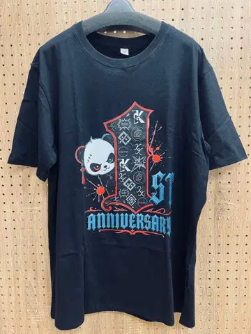 1st ANNIVERSARY 팬더 프린트 T셔츠 블랙 3XL