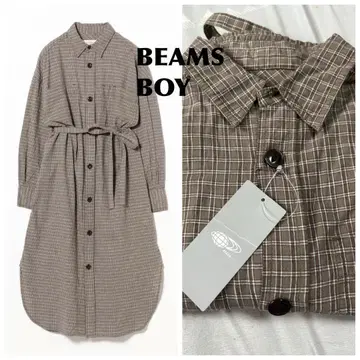 미사용 BEAMS BOY 워크 체크 원피스