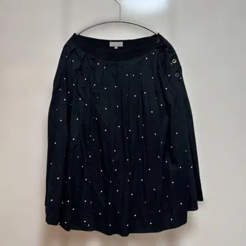 MARGARET HOWELL 도트 무늬 플레어 스커트 블랙 사이즈 I