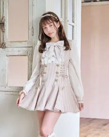 LIZLISA 메시지 리본 트위드 셋업