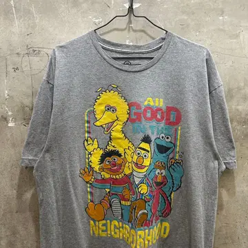 US 구제 의류 Sesame Street 세서미 스트릿 T셔츠 그레이