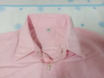 올드 유니클로 미사용품 코튼 반팔 셔츠 파스텔 핑크 컬러 M 사이즈