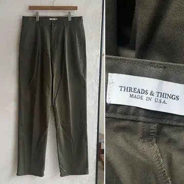 USA제 THREADS&THINGS 턱 치노 치노 팬츠 올리브 33