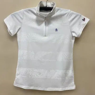 Munsingwear 여성 골프 하프 지퍼 셔츠 화이트 보태니컬 무늬
