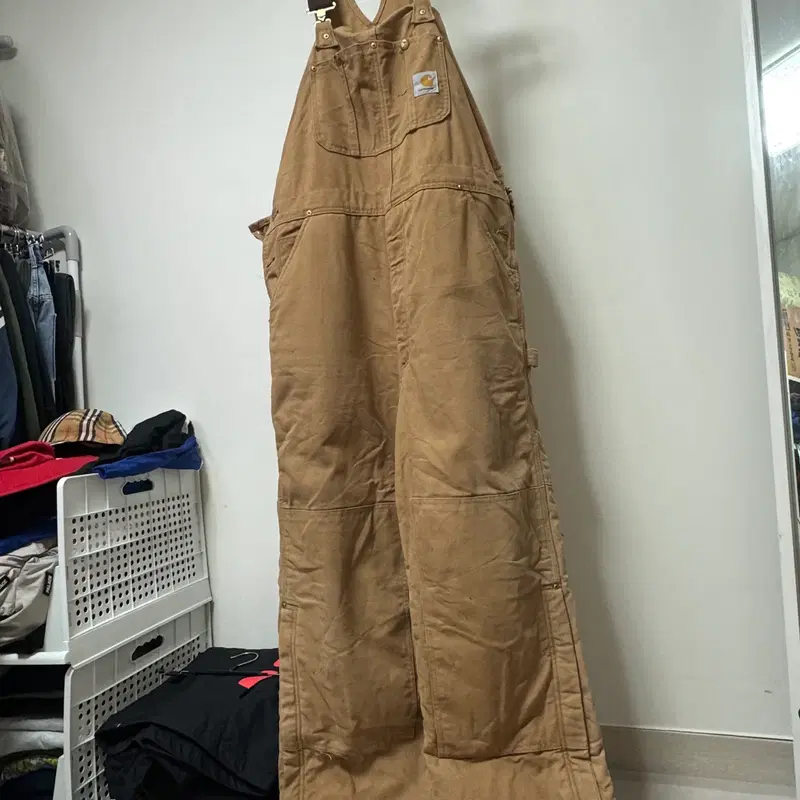칼하트 더블니 덕 캔버스 오버롤 멜빵바지 36or38 x 34