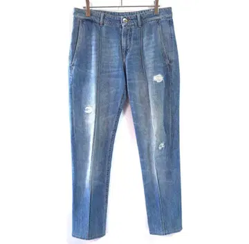 BRUNELLO CUCINELLI 빈티지 가공 데님 가죽 패치