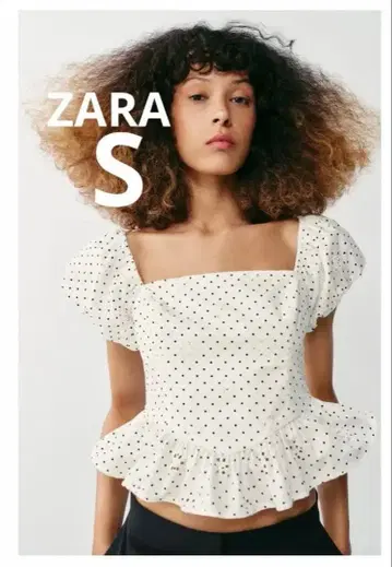 ZARA 컷워크 자수 프린트 상의 S