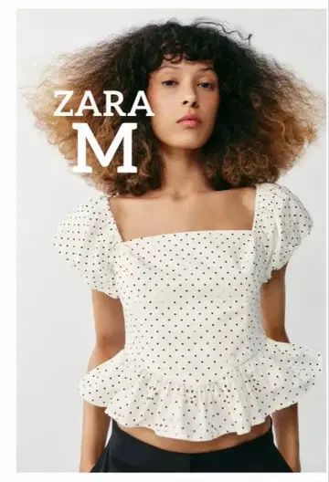 ZARA 컷워크 자수 프린트 상의 M