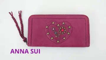 [ 미사용 새상품급 ] ANNA SUI 라운드 장지갑 하트 볼드 와인