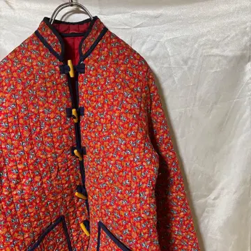 70s 꽃무늬 차이나 패치 퀼팅 자켓