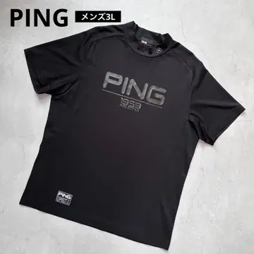 PING 핑 어패럴 모크넥 반팔 T셔츠 로고 프린트 3L 골프 블랙