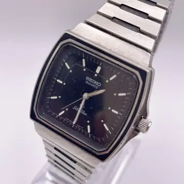 미사용 SEIKO 실버 웨이브 남성용 손목시계 생활 방수 블랙 다이얼