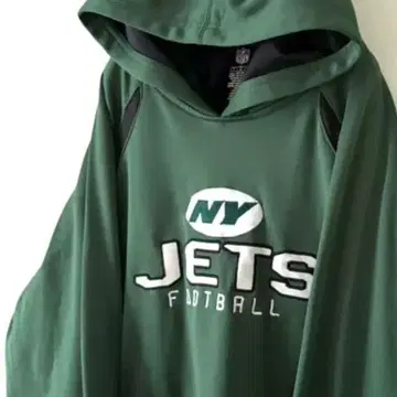 NFL NY JETS 풋볼 로고 자수 후드티 L 그린 구제 의류