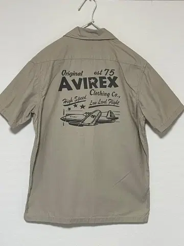 아비렉스 반팔 셔츠 베이지 L 밀리터리 AVIREX