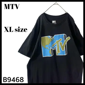 해외 기업계 MTV 지구 어스 디자인 T셔츠 블랙 남성용 XL