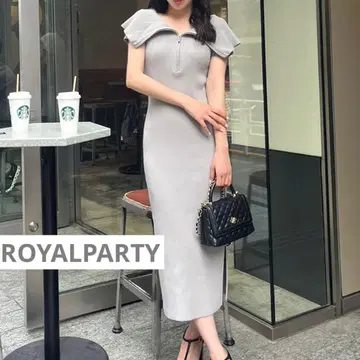 ROYALPARTY 빅칼라 하프ZIP 타이트 원피스