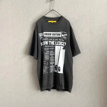 UNION TOKYO HEADLINES TEE 블랙 페이드 티셔츠