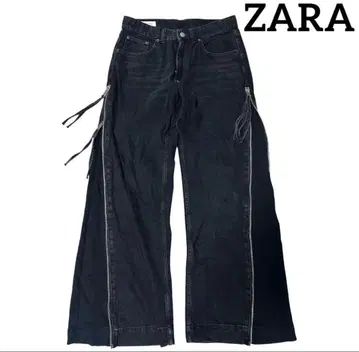 ZARA 지퍼 디자인 블랙 플레어 데님 팬츠 EUR40
