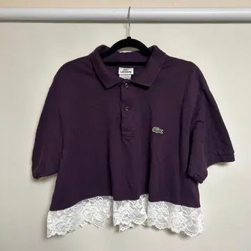 LACOSTE 반팔 피케 셔츠 보라색 리메이크