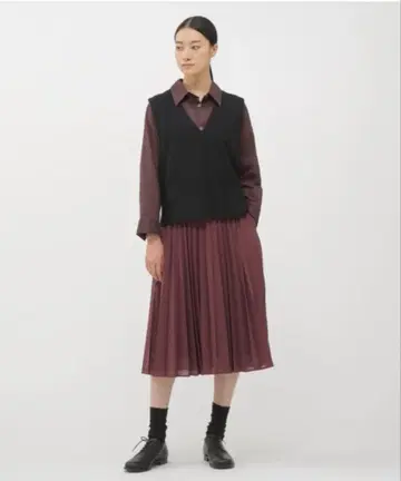 [미착용] 마가렛호웰 플리츠 스커트 스커트 퍼플 사이즈 2