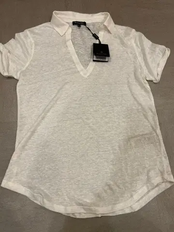 Massimo Dutti 린넨 100% 반팔 스키퍼 칼라 마시모 두띠