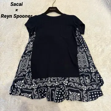 Sacai x Reyn Spooner 콜라보 이소재 도킹 T셔츠 블랙