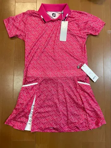 새상품 FootJoy 골프웨어 피케 셔츠 핑크 올 패턴 L 25300
