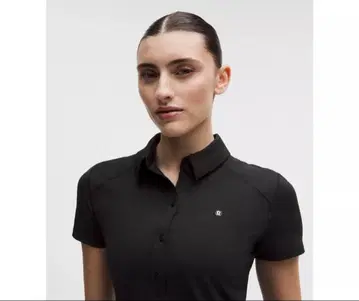 [ Lululemon ] 속건성 반팔 피케 셔츠 스트레이트 밑단 그린