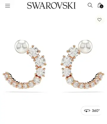 새상품 SWAROVSKI Matrix 펄 귀걸이 스와로브스키 골드