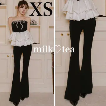 택 포함 새상품 다리치 미실루엣 컷 플레어 팬츠 블랙 XS