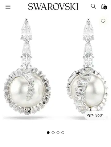 새상품 SWAROVSKI Snake 펄 드롭 귀걸이 스와로브스키