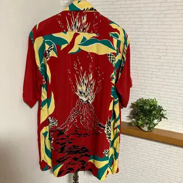 SUNSURF 선서프 하와이안 셔츠 M 품번 킬라우에아 화산 레이온