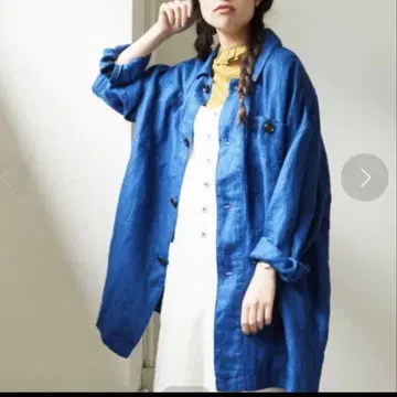 피그 런던 린넨 데님 코트 오버 사이즈 암비덱스 블루