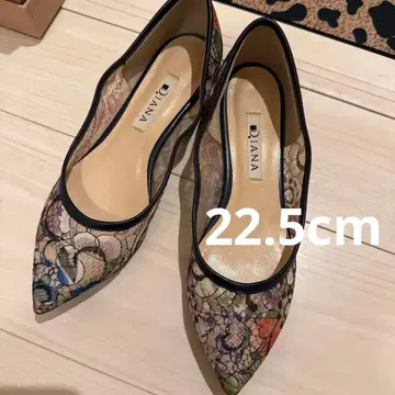 DIANA 꽃무늬 레이스 펌프스 22.5cm 가쓰시카 호쿠사이 회화