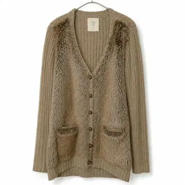 자라 ZARA 퍼 니트 가디건 튜닉 베이지 가을/겨울