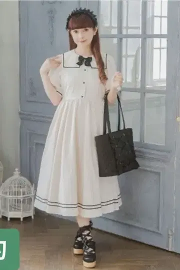 시마무라 아오키 미사코 세일러 원피스 아이보리 M 미사용 새상품