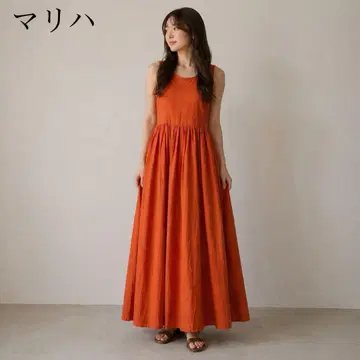 새상품급 MARIHA 마리하 여름의 레이디 드레스 롱 원피스 오렌지