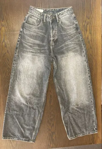 [ ZARA ] 엑스트라 배기 EU36 데님 팬츠 블랙 그레이 워시 가공