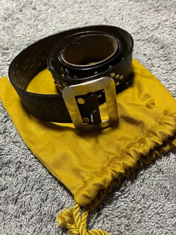 AT LAST x ACE WESTAN BELT 스터드 블랙 가죽 벨트
