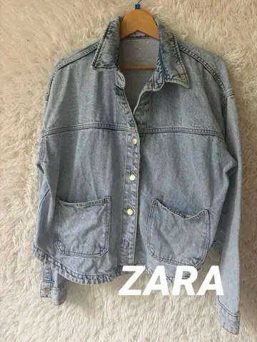 ZARA 자라 라이트 블루 골드 버튼 데님 자켓 M 포켓