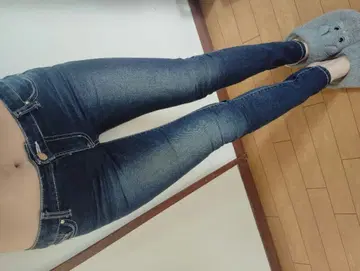 미셸 마카롱 백리본 스키니 데님 팬츠