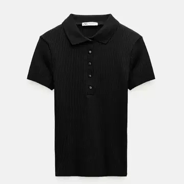 ZARA 리브 폴로 T셔츠 L 사이즈 블랙