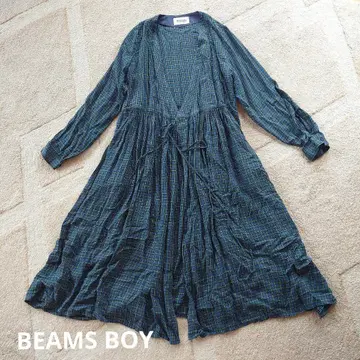 [새상품급] BEAMS BOY 체크 무늬 롱 가운 롱 가디건