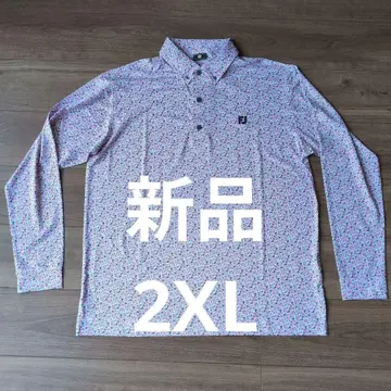 새상품 FootJoy 긴팔 피케 셔츠 꽃무늬 골프웨어 2XL