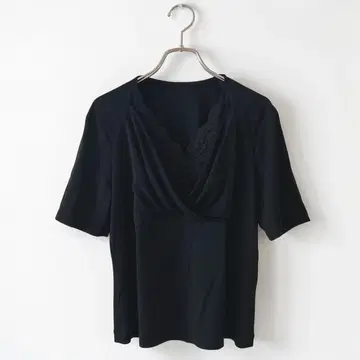 Leilian 레리안(M) 반팔 티셔츠 레이스 드레이프 카슈쿨